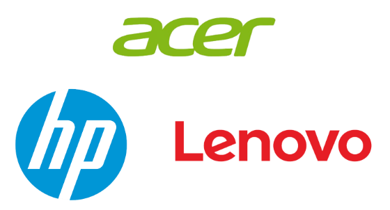 Acer, HP, Lenovo Logos